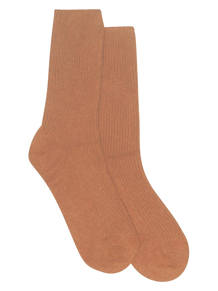 Perfect Cashmere Kaschmir-Socken "Molilou" in Hellbraun - onesize