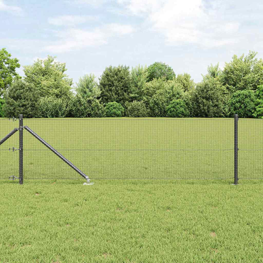 Vidaxl Fence With Posts Steel Grey 80cm H x 2500cm W x 3.2cm D