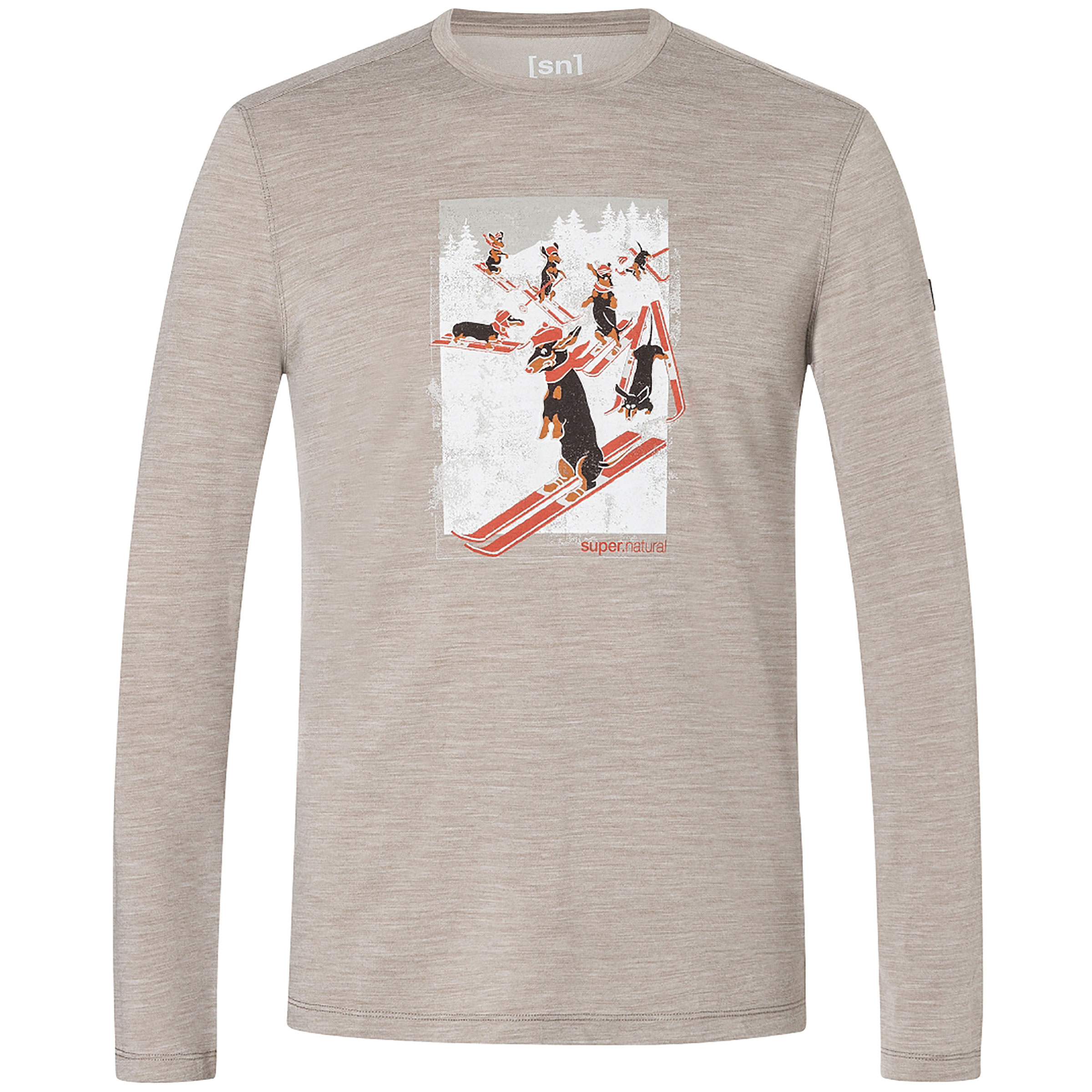 Super.Natural Dachshund Party Herren Longsleeves beige Größe S Trekking Hautfreundlich Merinowolle