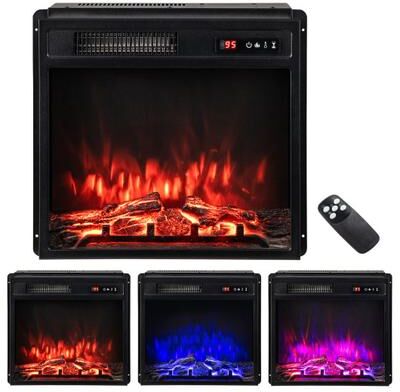 Costway 18 Inch 750W/1500W Electric Fireplace Insert with Remote Control and Adjustable Flame Colors