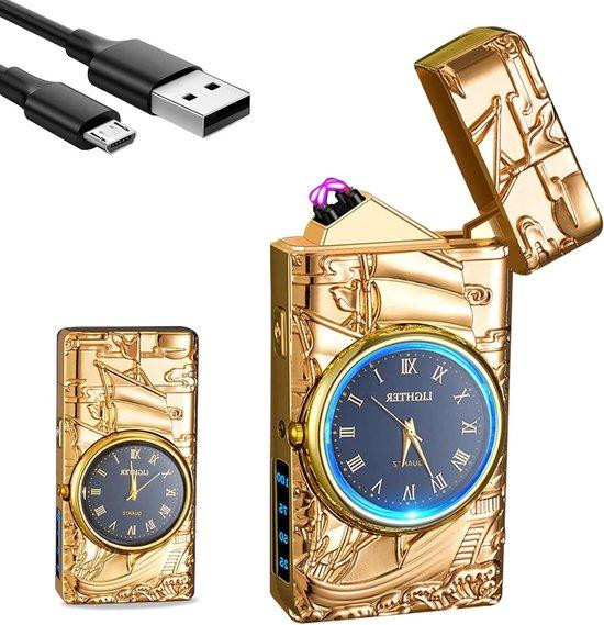 Elektrische USB-aansteker met dubbele plasma-vonk in goud