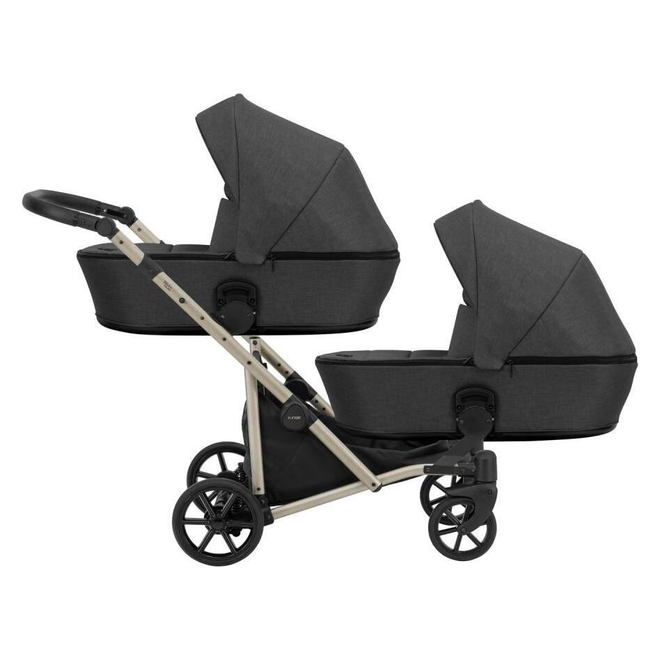 Kunert BRAV DUO 2in1 Doppelkinderwagen in Graphit mit Champagner-Rahmen und Gel-Rädern (65399379)