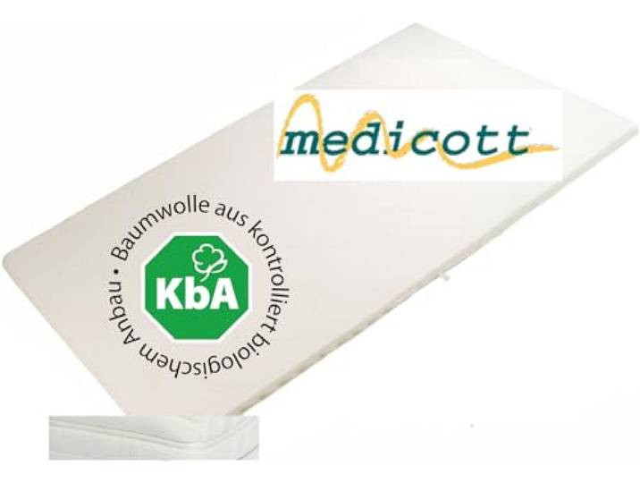 Vitaschlaf® Topper Visco Noppe Premium mit KBA Bio Bezug medicott® 100% Baumwolle Gesamthöhe ca 6cm - IN Allen GÄNGIGEN GRÖßEN (100x200cm)