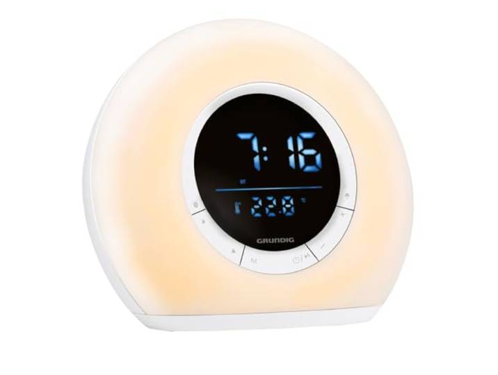 Grundig Réveil Lumineux – Réveil Connecté avec Radio et Bluetooth – Lampe avec Écran LED – Lampe de Chevet – Blanc