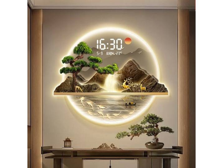 Décoration murale intérieure horloge murale affichage heure température calendrier montre murale couloir salon LED horloge muette montre murale
