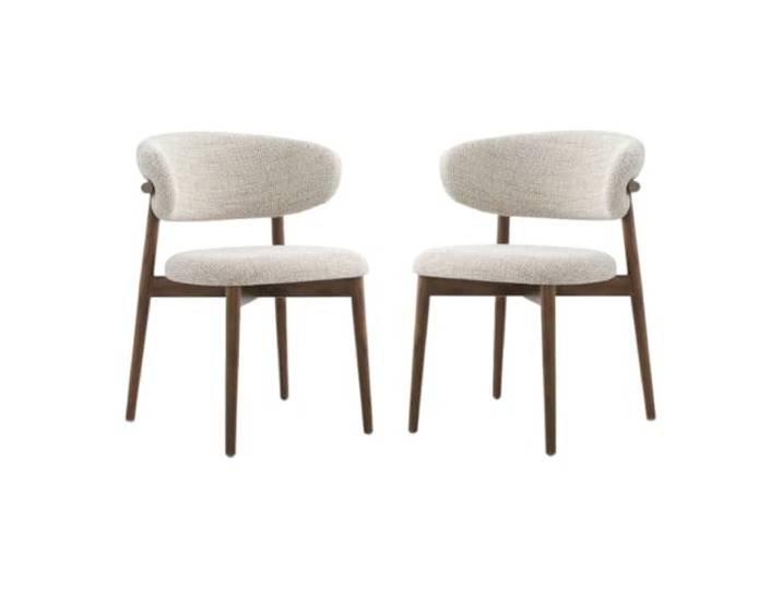 AKPHBKFG Esszimmerstühle im Mid-Century-Modern-Stil, 2er-Set, lässiger Sofasessel, geschwungene Rückenlehne, Leinenbezug, für Zuhause oder Café 2 PCS