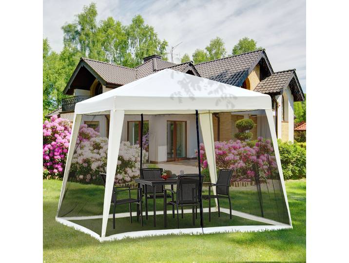 Outsunny Tonnelle Colonial Beige/Noir 3x3m Moustiquaires