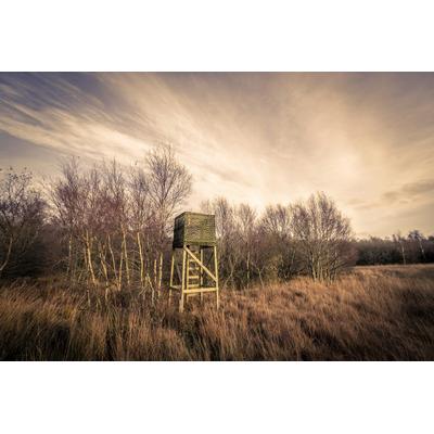Fototapete PAPERMOON "Feld mit kleinem Turm", bunt, B:4m L:2,6m, Vlies, Tapeten