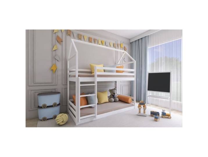 Lit Superposé Cabane LEXA 90X200 Blanc - blanc