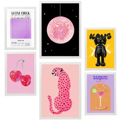 POSTER Set Mit 6 Kaws Moderne KunstA3 & A4 Weißer Rahmen