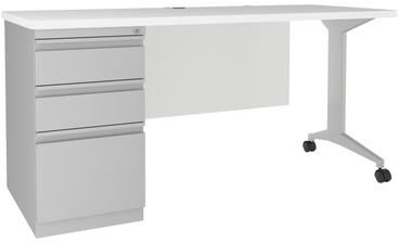 Hirsh Modern Teacher's Desk, Arctic Silver/White