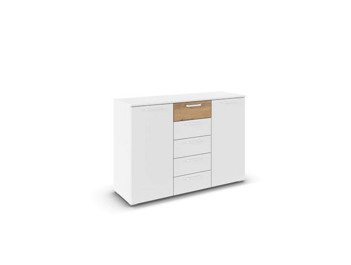 Rauch Möbel Kommode, Weiß, Eiche Artisan, 2 Fächer, 5 Schublade(n) Schubladen, 120x84x40 cm, Wohnzimmer, Kommoden & Sideboards, Kommoden