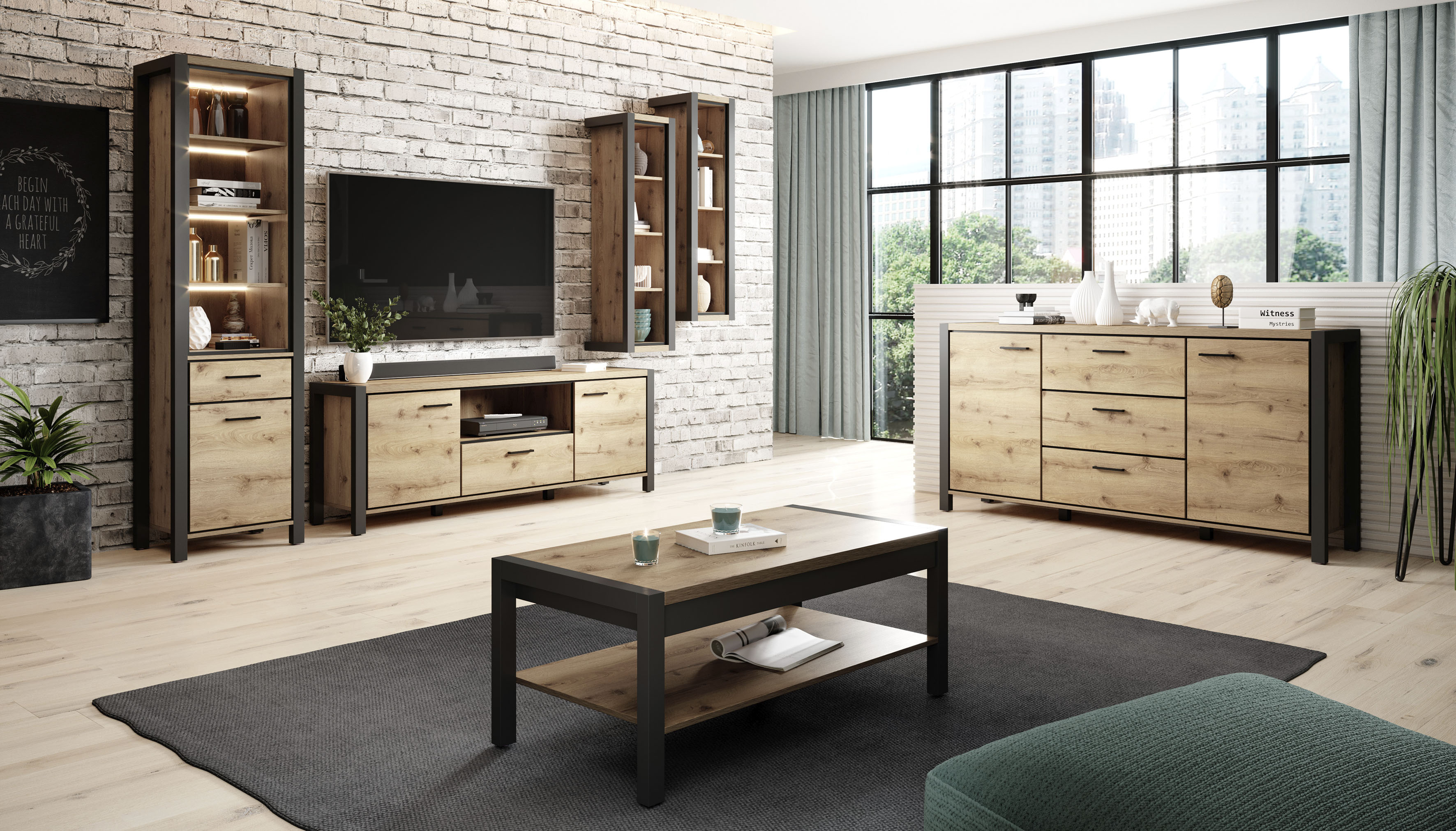 Couchtisch HOME AFFAIRE "Aktiv", braun (taurus, schwarz, taurus), B:120cm H:48cm T:60cm, Tische, Couchtisch, (B/T/H): 120/60/48 cm, Mit einem Ablageboden taurus, schwarz, taurus B/H/T: 110cm x 48cm x 60cm, taurus-schwarz