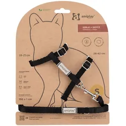 Amiplay Geschirr + Leine für Katze Samba M Schwarz
