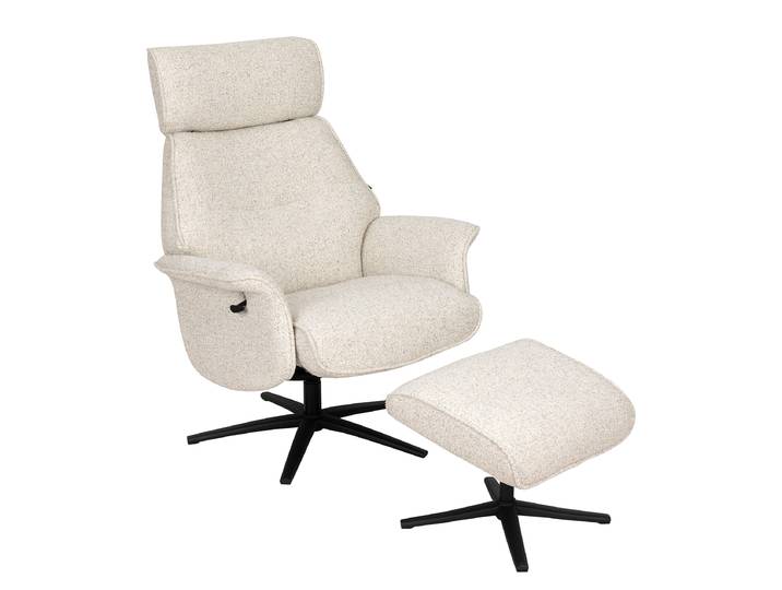 home24 Relaxfauteuil wit/beige Bouclé Stof Seray 79 x 106 x 88cm