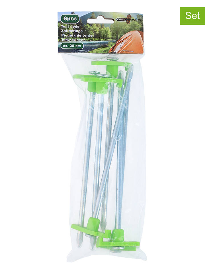 CAMP ACTIVE 2er-Set: Zeltheringe in Transparent/ Grün - 2x 6 Stück - onesize