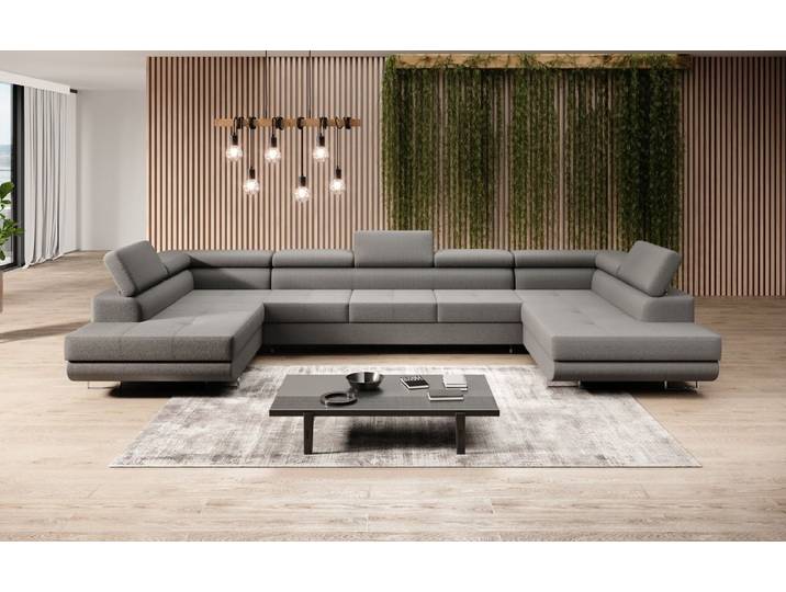 Designer Sofa Taormina mit Schlaf- und Klappfunktion in Bouclé - Beige - Bouclé - Luxusbetten24