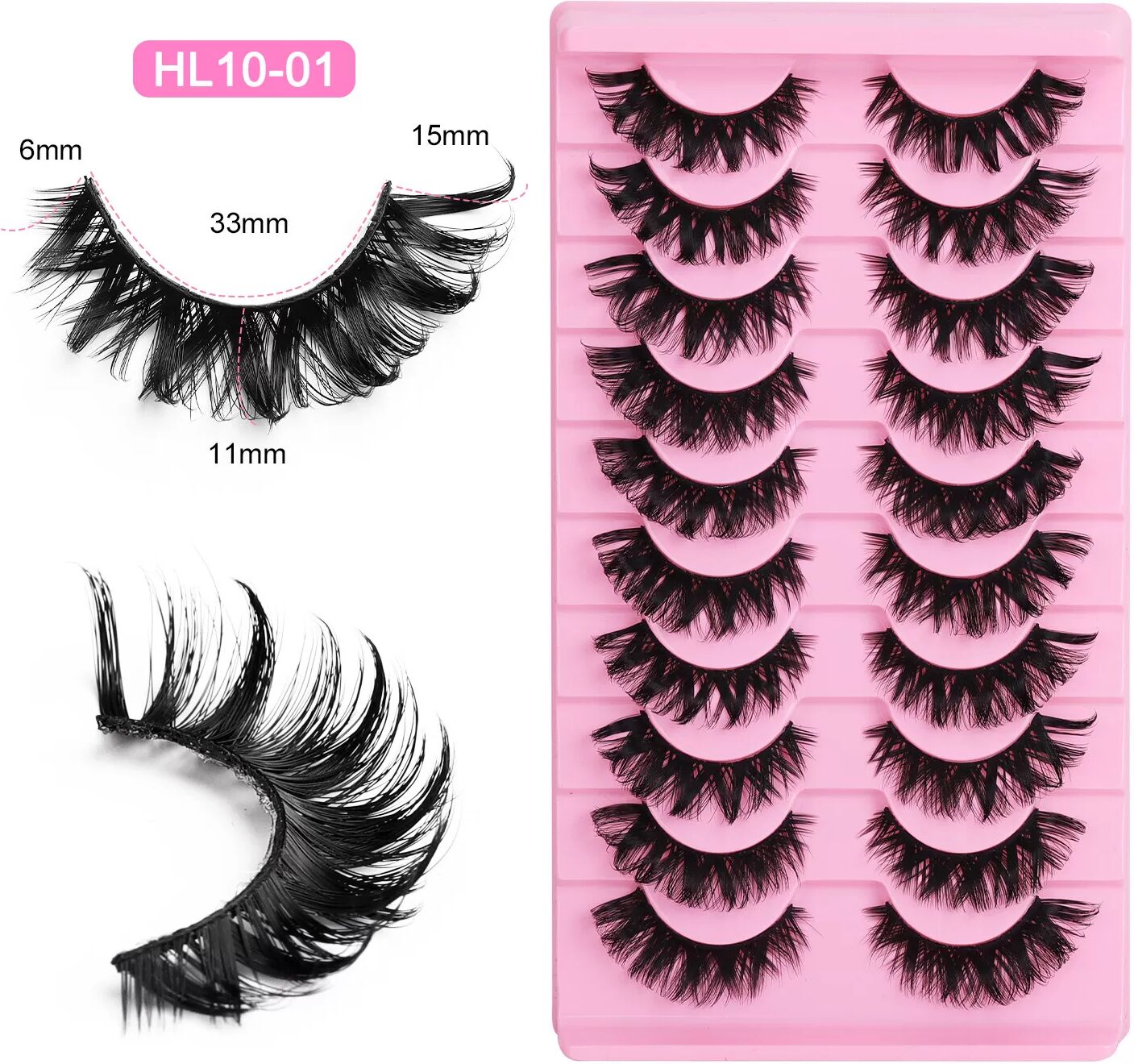 INF Natürliche falsche Wimpern HL10-01 (10 Paar)