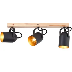 Brilliant, Deckenstrahler, Tronte Spotbalken 3flg gold/schwarz/holz (E14)