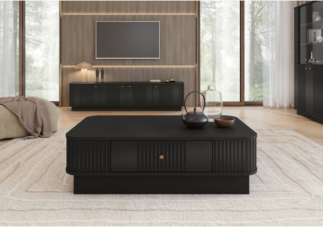 Bogart. Vesper Coffee Table with Storage Black/Gold 32cm H X 103cm W X 60cm D