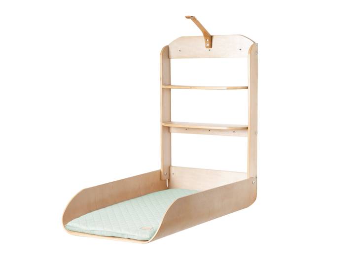 Wandwickelregal aus Formholz + Wickelauflage 'roba Style frosty green'