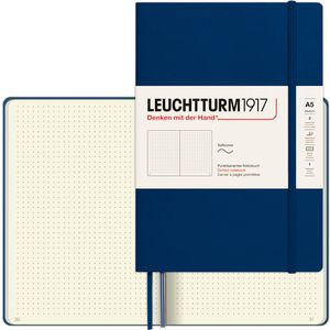 Leuchtturm1917 Notizbuch Medium, 362850, Karton Softcover, Marine, 62 Blatt / 123 Seiten, 80 g/m², dotted, A5