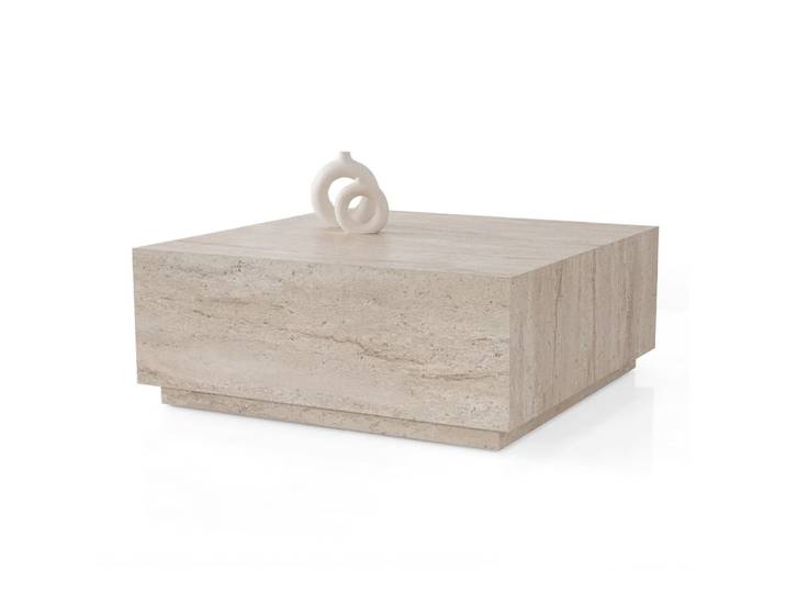Table basse carrée beige 90 cm