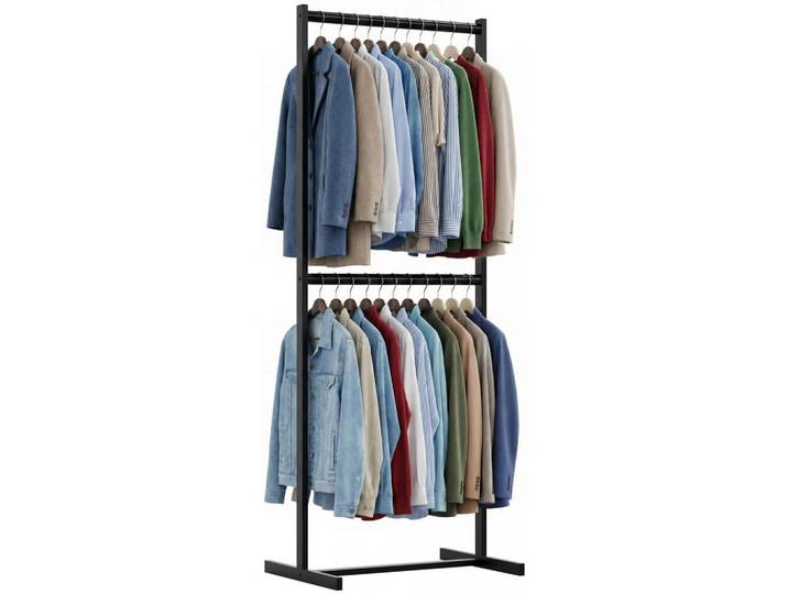 CLP Kleiderständer -Metall, Schwarz, 70x185x50 cm, Garderobe, Garderobenständer