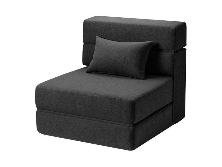 LuxusKollektion Schlafsofa Schlafsessel Futonsofa faltbar Cordbezug Schaumstoff Schwarz Small