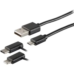 USB Lade-Sync Kabel 3-in-1 schwarz 1,0m