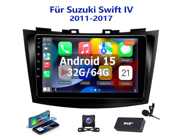 ESSGOO 9'' DAB+ Android 15 CarPlay Autoradio GPS NAV Für Suzuki Swift IV FZ Navigationsgerät (Apple Carplay Android Auto GPS Navi WIFI BT EQ)