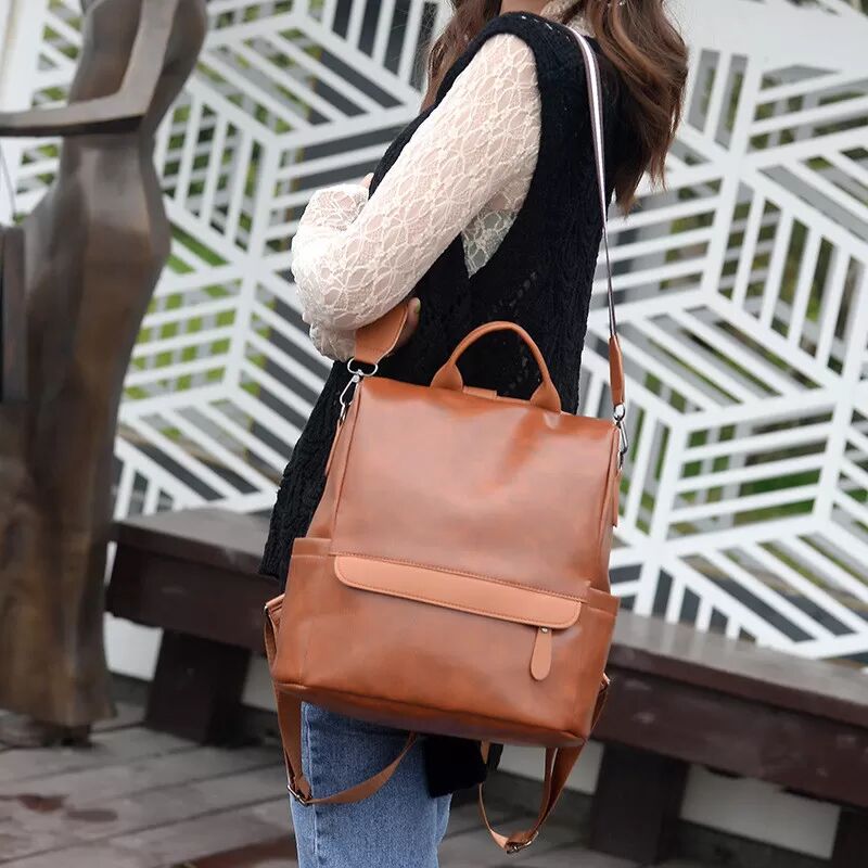 INF Damen PU-Leder Rucksack - Stilvolle und vielseitige Umhängetasche Braun