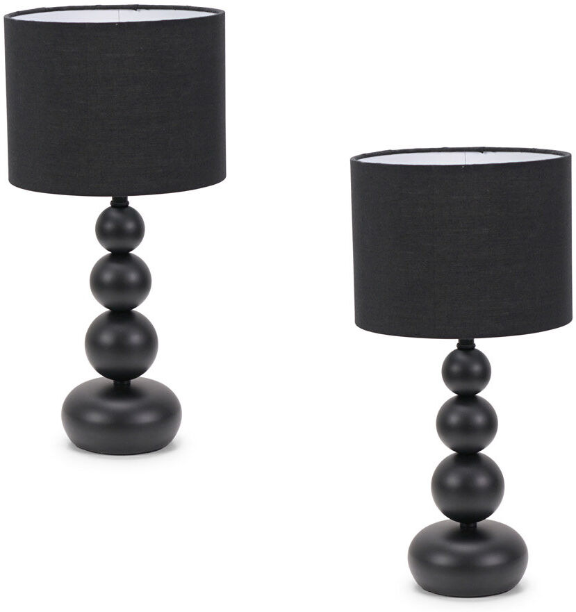 Fairmont Park Marissa Stacked Ball Table Lamp Light with LED Bulbs Black/Black Set of 2