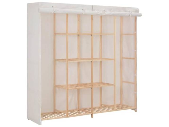 Molumvel Stoffkleiderschrank mit Tannenholz Rahmen 173 x 40 x 170 cm für Schlafzimmer und Keller, Textil Kleiderschrank zur staubfreien Aufbewahrung