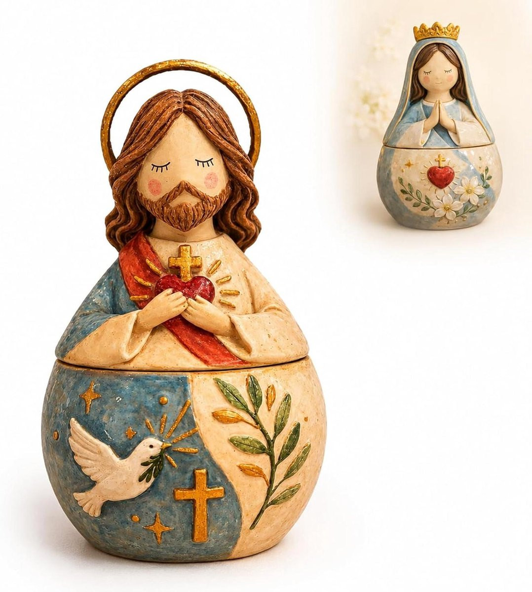 Heilig beeldje Maria Jezus van hoogwaardige hars voor spirituele decoratie