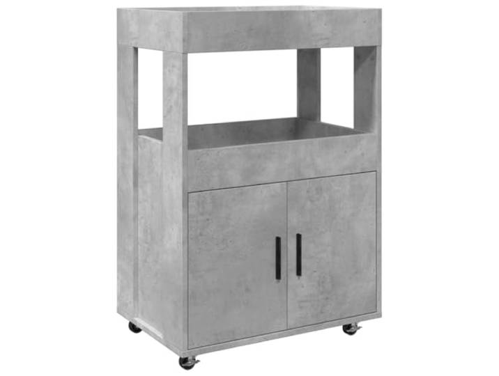 KKgypkn Barwagen Betongrau 60x39,5x89 cm Holzwerkstoff Mit Feststellrollen, Viel Stauraum, Servierwagen, Kuchenwagen, Esszimmer