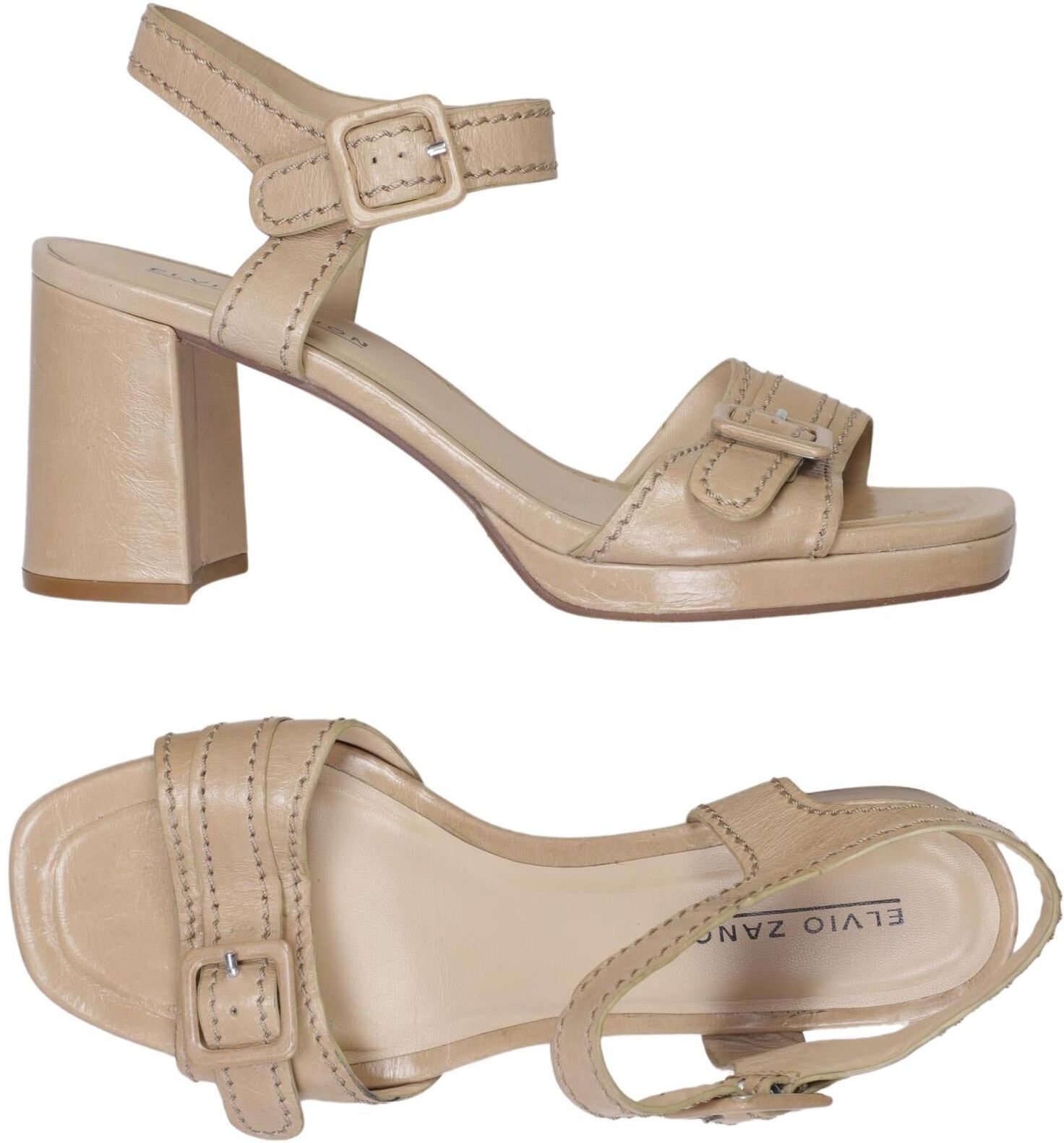 Elvio Zanon Damen Sandalen, Beige, Gr. EU 38, Leder - Second Hand