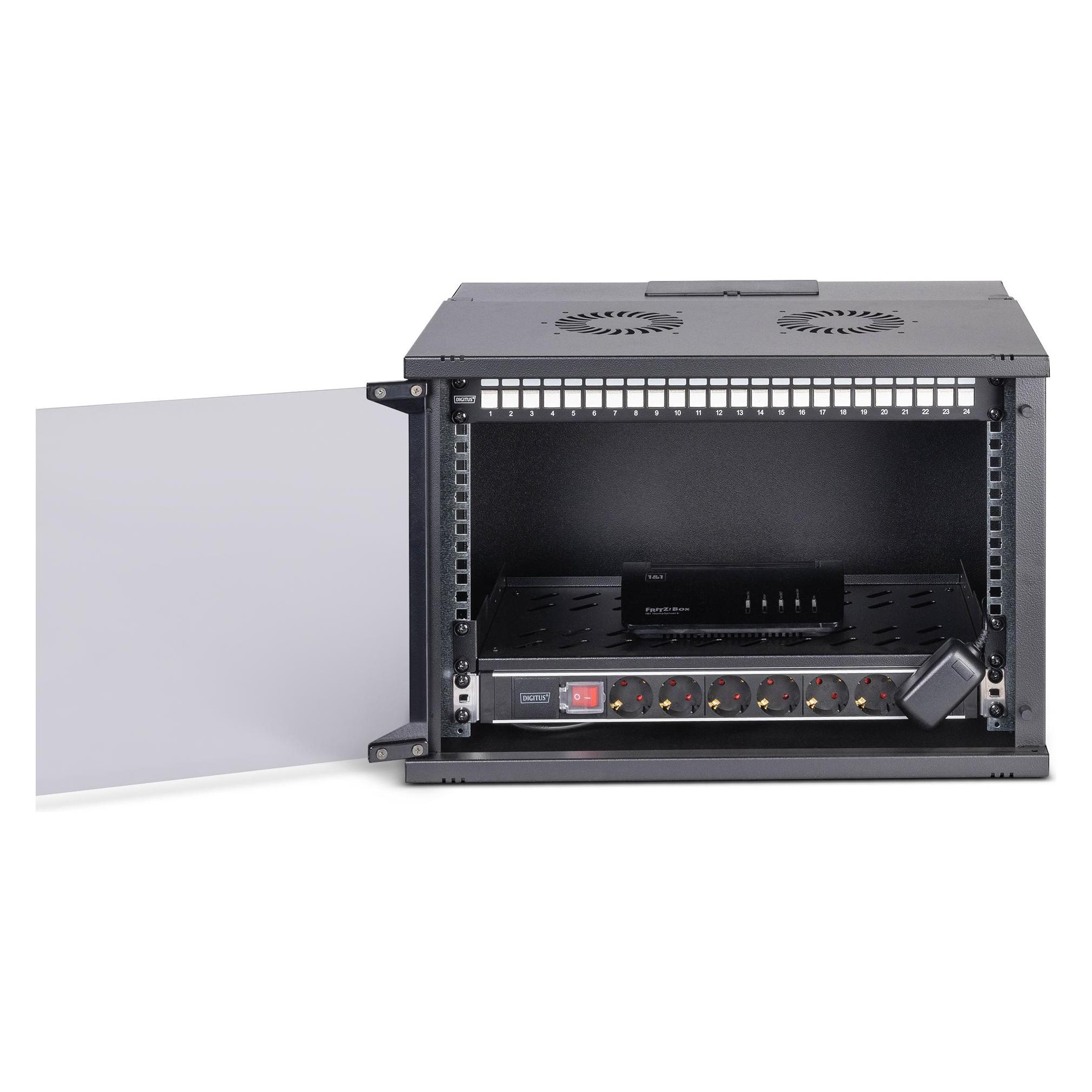 Digitus 19" Netzwerk-Set, 7HE Wandgehäuse und Zubehör, sw SOHO PRO Version (7 HE, 19 Zoll Rack) (DN-49203-SET)