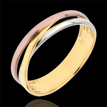 Edenly Trauring Saturntrilogie Variation - Dreierlei Gold - 18 Karat