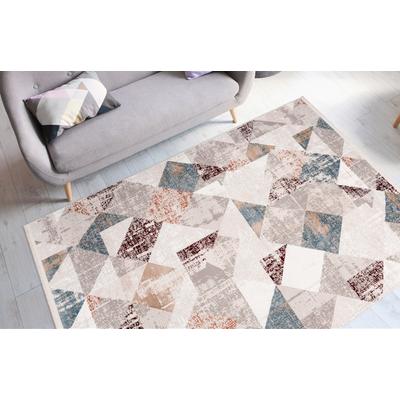 Teppich ME GUSTA "Akropolis 225", rosa (grau, lachsrosa), B:80cm H:12mm L:150cm, Polyester, Teppiche, Teppich, flacher Teppich mit Baumwollrücken, attraktiver Vintage-Look