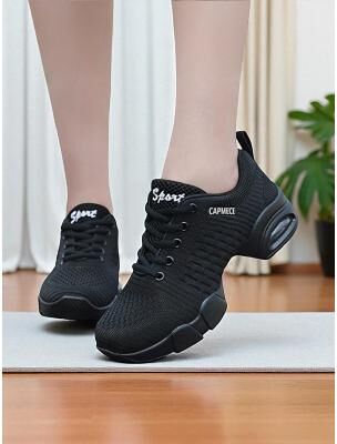 LightInthebox Women's White Jazz Dance Sneakers - Breathable Lace-Up Shoes for Practice, Performance Fitness Dance Classes