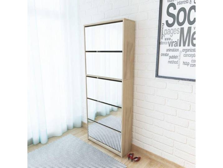 vidaXL - Schoenenkast - met - 5 - spiegels - 63x17x169\,5 - cm - eikenhout