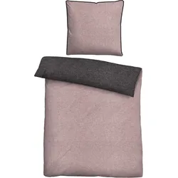 biberna Melange Flanell Bettwäsche 80x80cm, 135x200cm - lila - 80x80/135x200cm