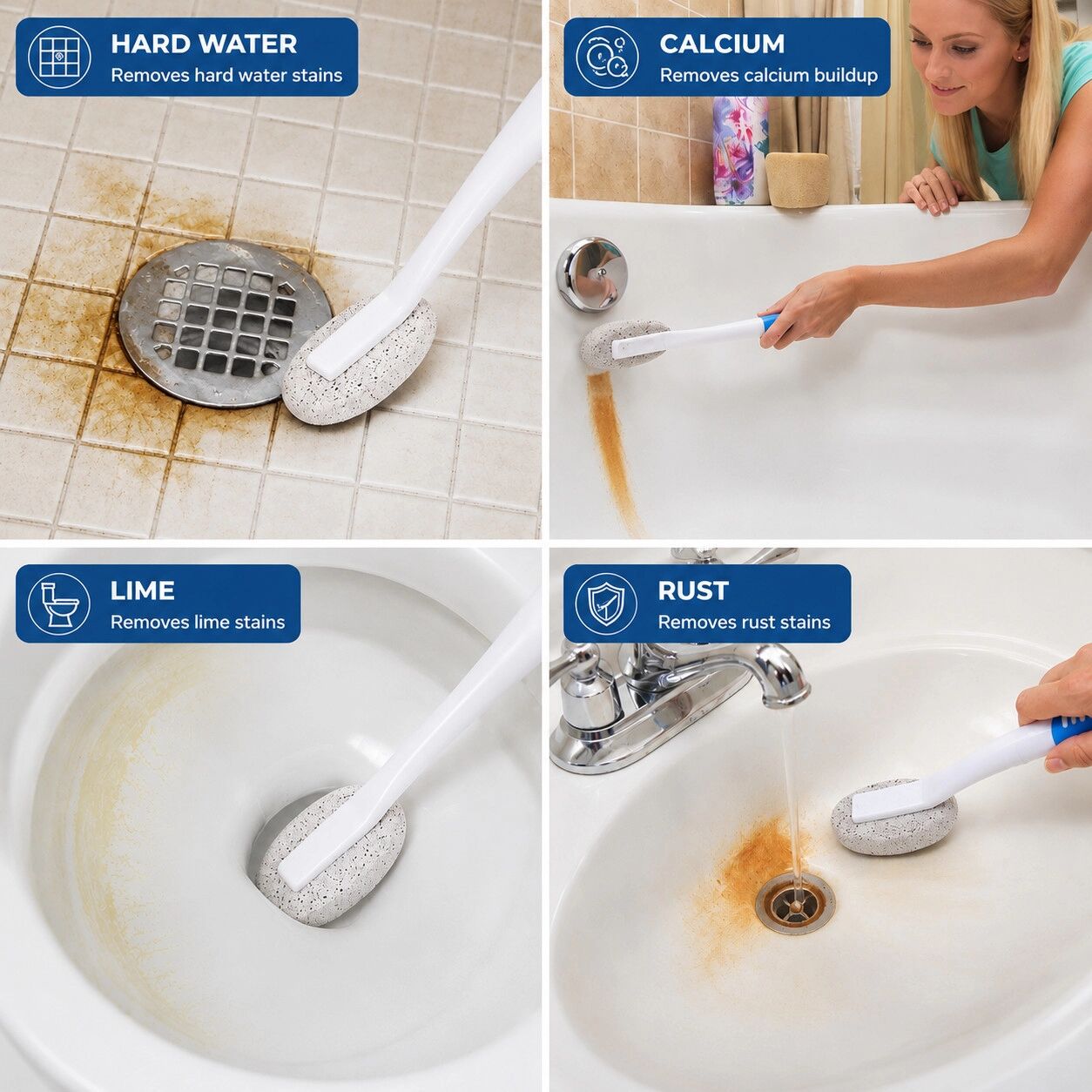 INF Brosse de nettoyage de salle de bain avec pierre ponce
