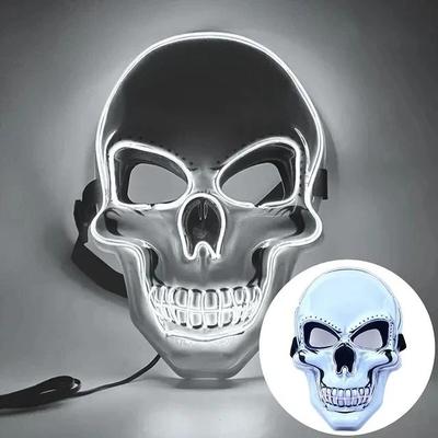 Uplifted Finds Halloween Adult Purification Mask LED Glowing Skull Terror Mask Cold Light white