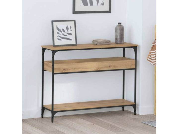 VIDAXL Table console industrielle 100x29x75 cm chêne artisanal mat - étagère & pieds réglables