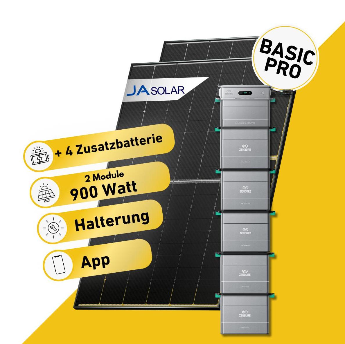 Balkonstrom Balkonkraftwerk 900W Solaranlage mit Speicher |4xZusatzspeicher | Blechdachhalterung| 2xSolarmodul | Zendure SolarFlow 800 Pro