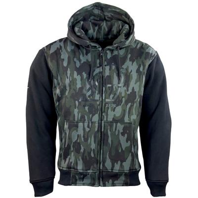 Motorradjacke ROLEFF "Hoodie" Gr. L, schwarz (schwarz, camouflage ro3340), Jacken, L, Obermaterial: 100% Baumwolle. Einsatz: 100% Aramid. Innenfutter: 100% Polyester, mit Aramid und Protektoren