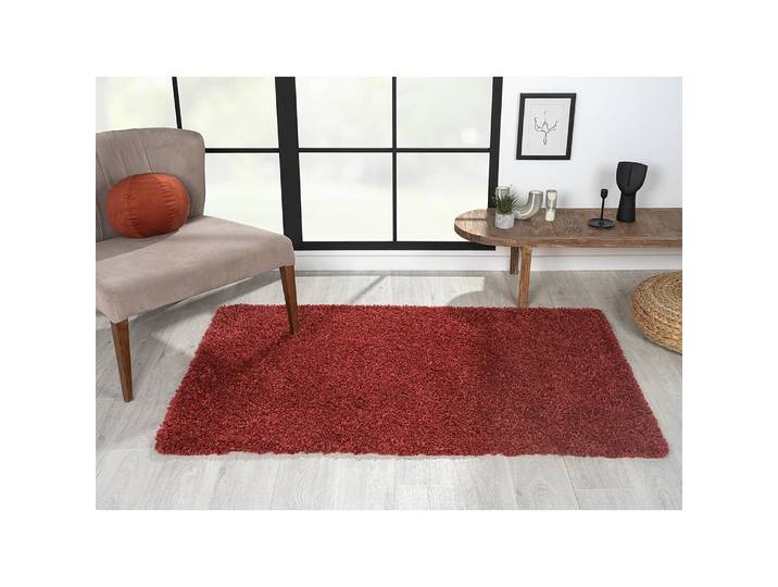 Hochflorteppich 100 x 150cm Rot/Weinrot