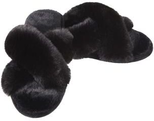 Women's Women's Beverly Faux Fur Memory Foam Plush Slipper by MeMoi in Black (Size S)
